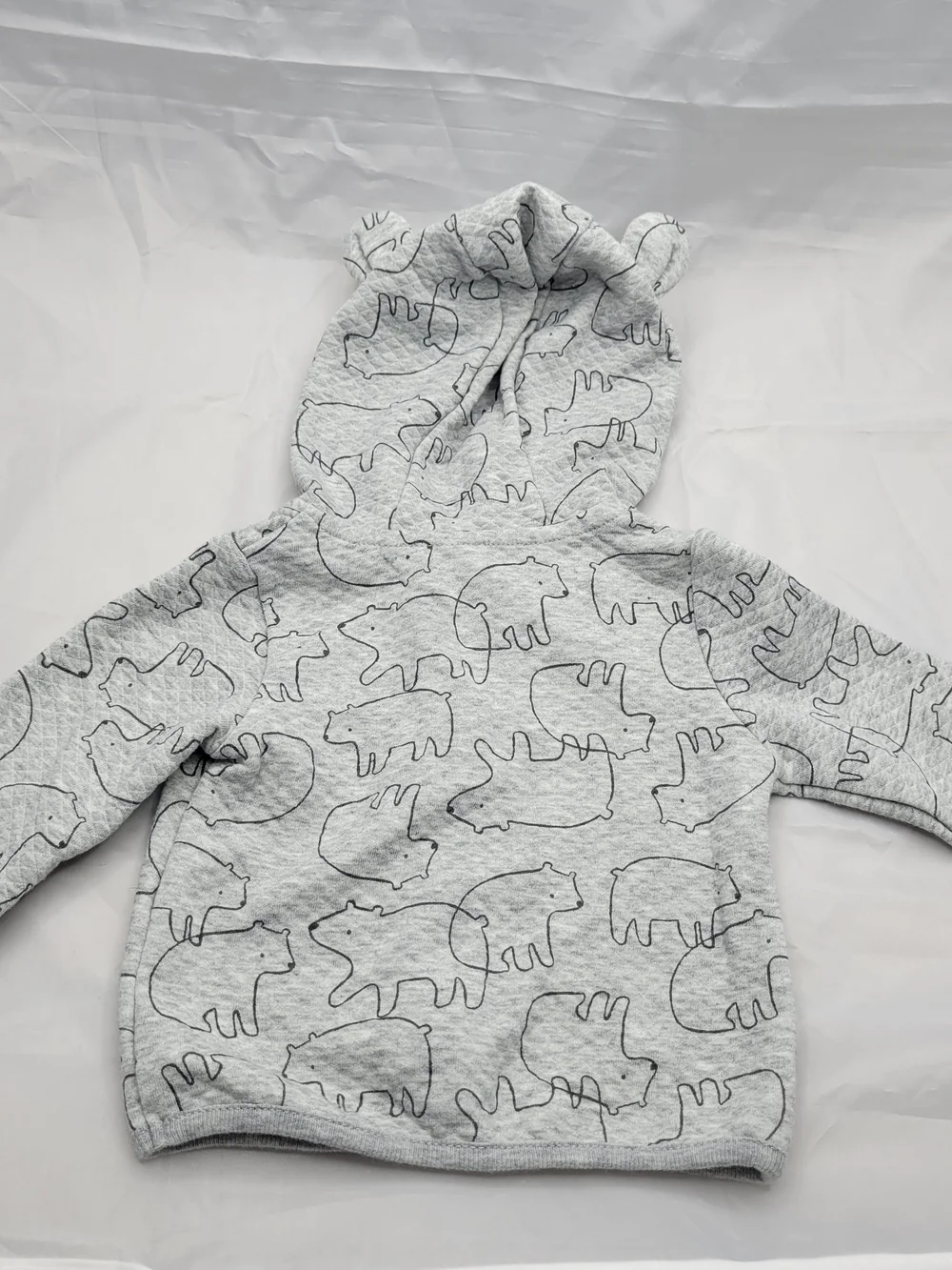Carter's Light Gray Bear Print Hooded Sweatshirt